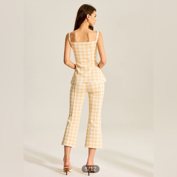 Commense Gingham Print Pants Set - Butter Yellow 🌻 - Picture 5 of 7